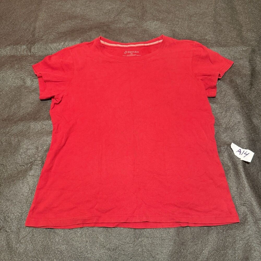 St Johns Bay Womens TShirt M Medium Red Short Sleeve Basic Tee Shirt Top